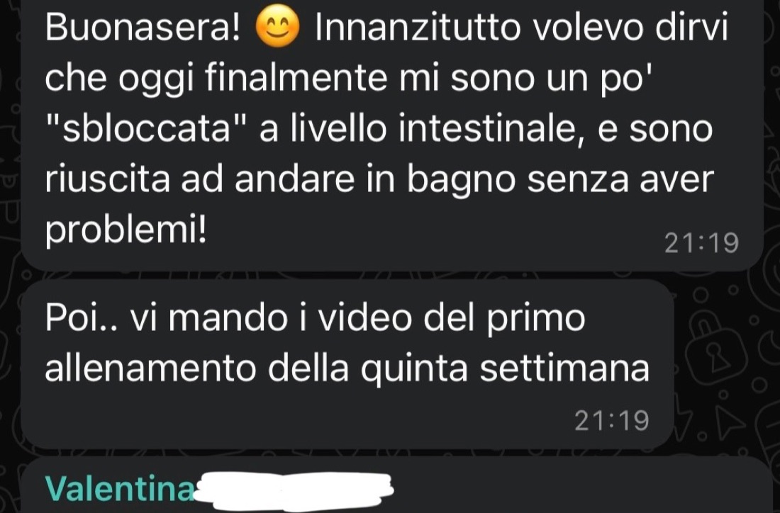Valentina: finalmente mi sono sbloccata a livello intestinale